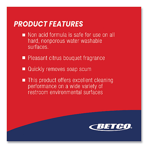 Betco AF79 Disinfectant Cleaner, Citrus Scent, 1 gal Bottle, 4/Carton (790400)