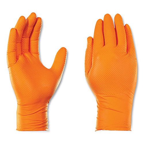 GloveWorks by AMMEX Heavy-Duty Industrial Gloves, Powder-Free, 8 mil, Large, Orange, 100 Gloves/Box, 10 Boxes/Carton (GWON46100CT)
