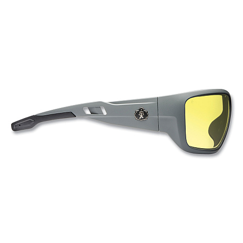 ergodyne Skullerz BALDR Safety Glasses, Matte Gray Nylon Impact Frame, Yellow Polycarbonate Lens (57150)