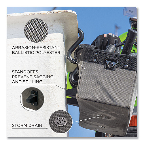 ergodyne Arsenal 5844 Bucket Truck Tool Bag with Tethering Attachment Points, 8 Compartments, 13 x 7.5 x 7.5, Gray (13742)