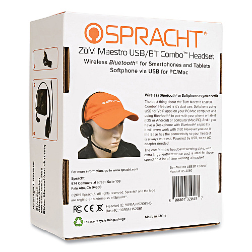 Spracht ZuM Maestro HS-2060 Monaural Over The Head Headset, Black