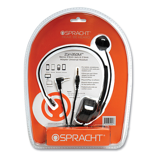 Spracht ZuM ZuM350M Monaural Over The Head Headset, Black