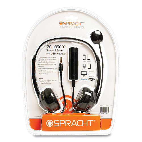 Spracht ZuM3500 Binaural Over The Head USB Headset, Black