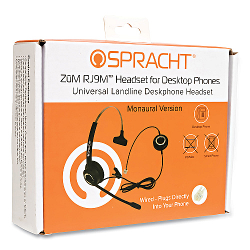 Spracht ZuM ZuMRJ9M Monaural Over The Head Headset, Black