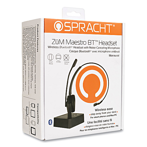 Spracht ZuM Maestro Bluetooth Monaural Over The Head Headset, Black (HS2050)