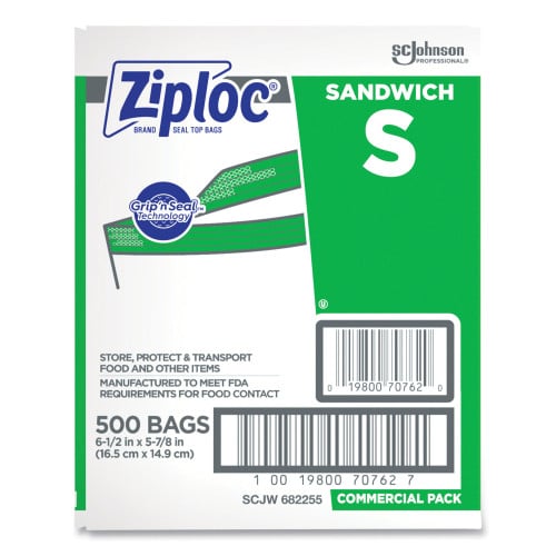 Ziploc Resealable Sandwich Bags, 1.2 mil, 6.5