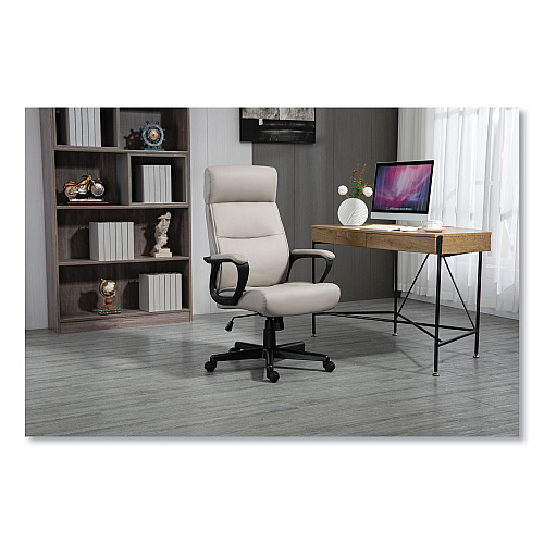 Alera Oxnam Series High-Back Task Chair, Supports Up to 275 lbs, 17.56" to 21.38" Seat Height, Tan Seat/Back, Black Base (ALEON41B59)