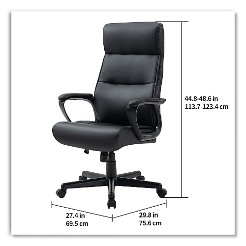 Alera Oxnam Series High-Back Task Chair, Supports Up to 275 lbs, 17.56" to 21.38" Seat Height, Black Seat/Back, Black Base (ALEON41B19)