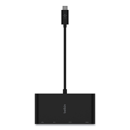 Belkin USB-C Multimedia Adapter, HDMI/Ethernet/USB-A/USB-C/VGA, 4.33", Black (AVC005BKBL)