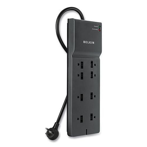 Belkin Home/Office Surge Protector, 8 AC Outlets, 8 ft Cord, 2,500 J, Black (BE10800008CM)