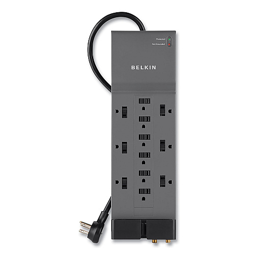 Belkin Professional Series SurgeMaster Surge Protector, 12 AC Outlets, 8 ft Cord, 3,780 J, Dark Gray (BE11223008)