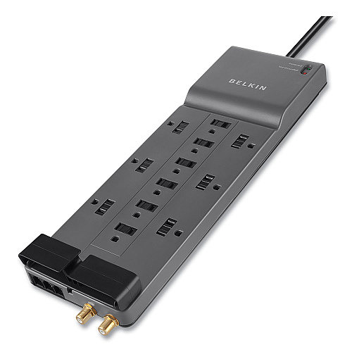 Belkin Professional Series SurgeMaster Surge Protector, 12 AC Outlets, 8 ft Cord, 3,780 J, Dark Gray (BE11223008)