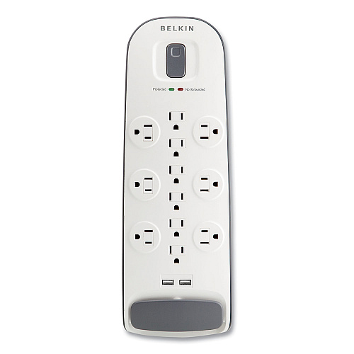 Belkin Home/Office Surge Protector, 12 AC Outlets, 6 ft Cord, 3,996 J, White/Black (BV11205006)