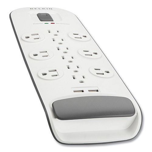 Belkin Home/Office Surge Protector, 12 AC Outlets, 6 ft Cord, 3,996 J, White/Black (BV11205006)