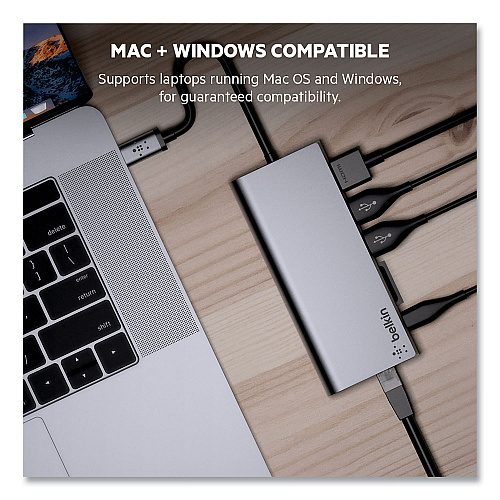 Belkin USB-C Multimedia Hub, 6 Ports, Space Gray (F4U092BTSGY)