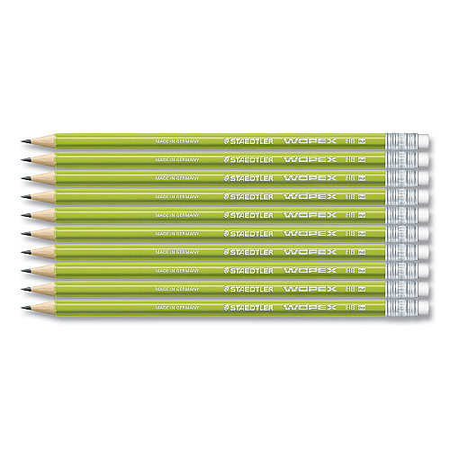 Staedtler Wopex Extruded Pencil, HB (#2), Black Lead, Green Barrel, 10/Pack (182C10A6)