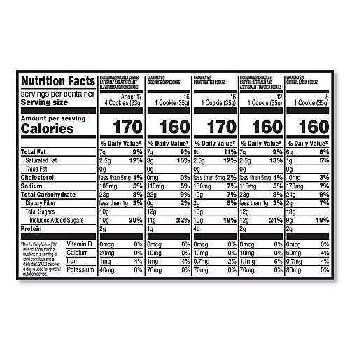 Grandma's Cookies Variety Tray 36 Count, 2.5 oz Packs (14867)