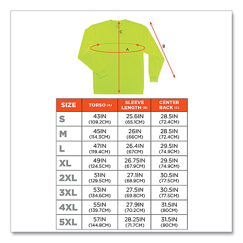 ergodyne GloWear 8091 Non-Certified Hi-Vis Long Sleeve Shirt, X-Large, Lime (21585)
