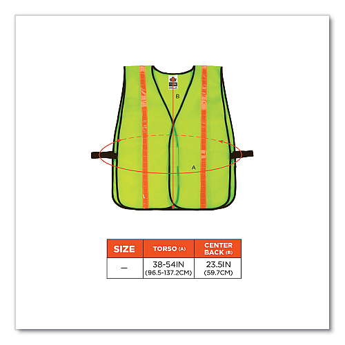 ergodyne GloWear 8040HL Non-Certified Hi-Gloss Vest, Polyester, One Size Fits Most, Lime (20080)