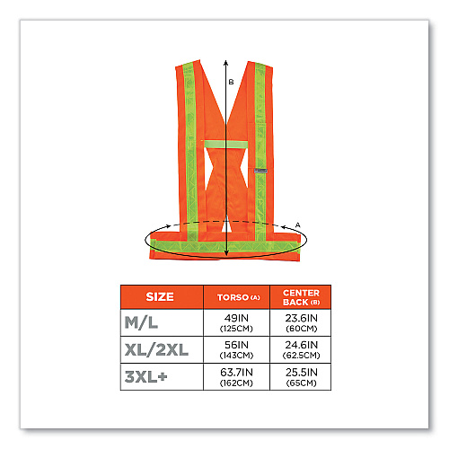 ergodyne GloWear 8140BA Class 1 Breakaway Sash, Polyester, 3X-Large Plus, Orange (27019)