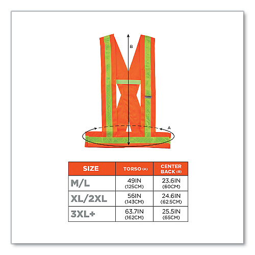 ergodyne GloWear 8140BA Class 1 Breakaway Sash, Polyester, X-Large/2X-Large, Orange (27018)
