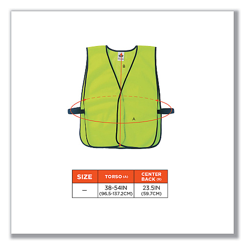 ergodyne GloWear 8010HL Non-Certified Economy Vest, Polyester, One Size Fits Most, Lime (20020)