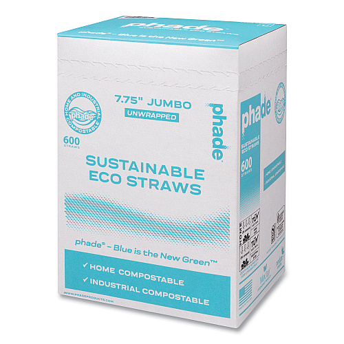 phade Marine Biodegradable Straws, 7.75", Ocean Blue, 6,000/Carton (511204)