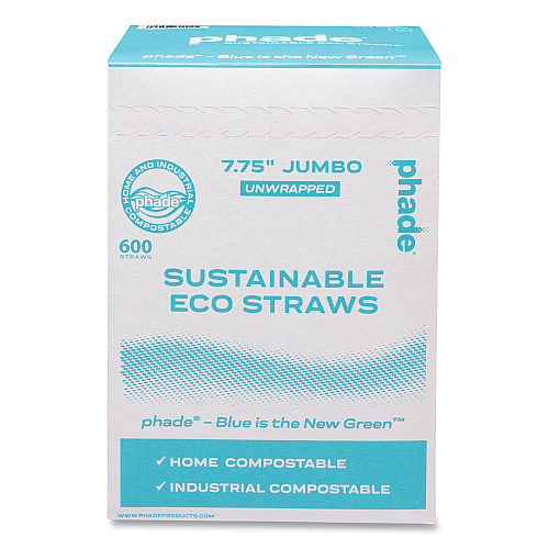 phade Marine Biodegradable Straws, 7.75", Ocean Blue, 6,000/Carton (511204)