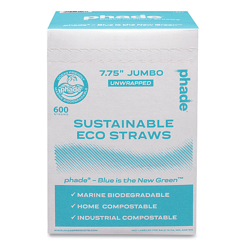 phade Marine Biodegradable Straws, 7.75", Ocean Blue, 6,000/Carton (511203)