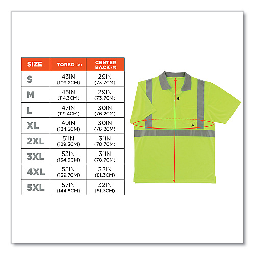 ergodyne GloWear 8295 Class 2 Hi-Vis Polo Shirt, 4X-Large, Lime (21648)