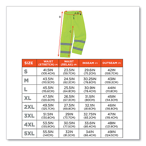 ergodyne GloWear 8925 Class E Hi-Vis Thermal Pants, 5X-Large, Lime (24459)