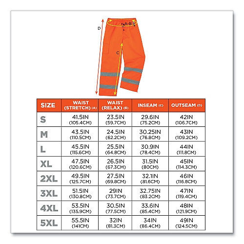ergodyne GloWear 8925 Class E Hi-Vis Thermal Pants, 2X-Large, Orange (24446)
