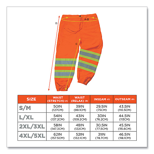 ergodyne GloWear 8911 Class E Two-Tone Pants, Large/X-Large, Orange (22865)