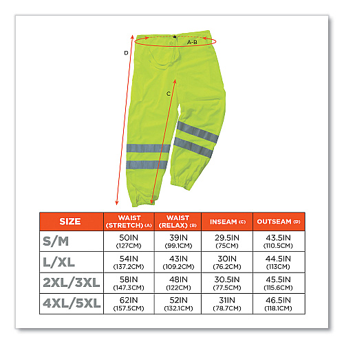 ergodyne GloWear 8910 Class E Hi-Vis Pants, Large/X-Large, Lime (22955)