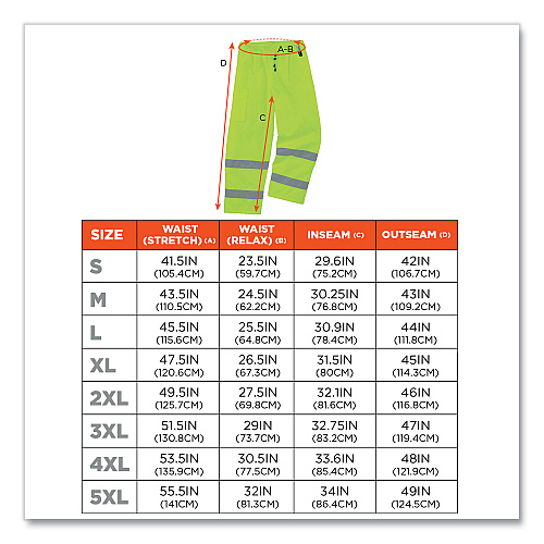 ergodyne GloWear 8925 Class E Hi-Vis Thermal Pants, Small, Lime (24452)