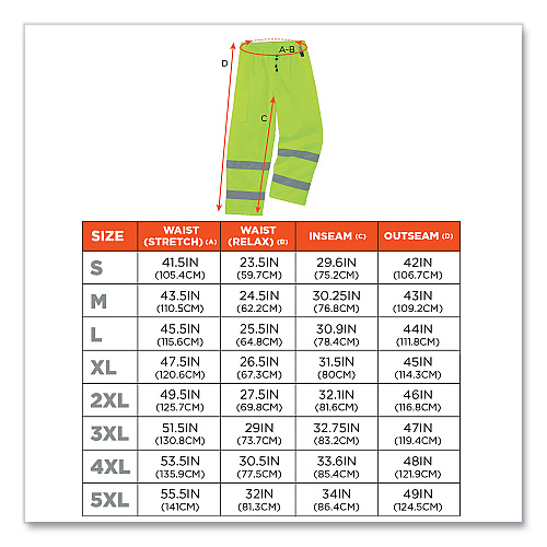 ergodyne GloWear 8925 Class E Hi-Vis Thermal Pants, Medium, Lime (24453)