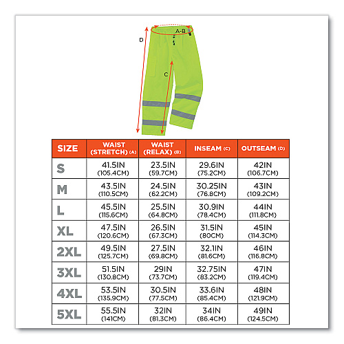 ergodyne GloWear 8925 Class E Hi-Vis Thermal Pants, Large, Lime (24454)