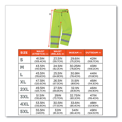 ergodyne GloWear 8925 Class E Hi-Vis Thermal Pants, X-Large, Lime (24455)