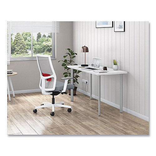 HON Ignition 2.0 4-Way Stretch Mid-Back Mesh Task Chair, Supports 300 lb, 17" to 20" Seat Height, Basalt/Fog/White (I2MM2AFA25YX)