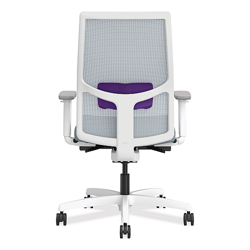 HON Ignition 2.0 4-Way Stretch Mid-Back Task Chair, Supports 300 lb, 17" to 21" Seat Height, Basalt Seat, Fog Back, White Base (I2M2AFA25RDW)