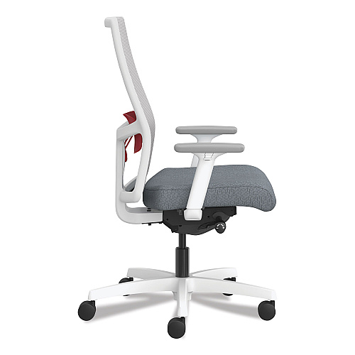 HON Ignition 2.0 4-Way Stretch Mid-Back Mesh Task Chair, Supports 300 lb, 17" to 20" Seat Height, Basalt/Fog/White (I2MM2AFA25YX)