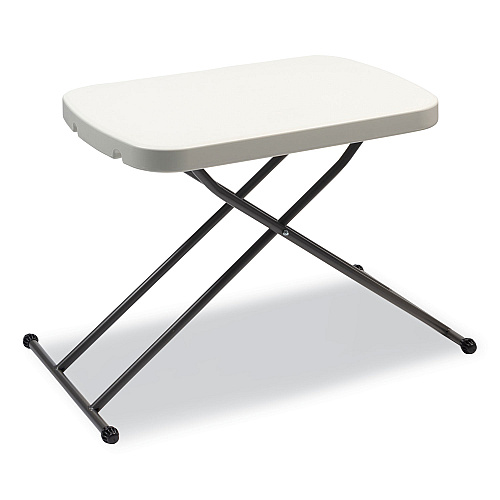 Alera Height-Adjustable Personal Folding Table, Rectangular, 25.6" x 17.7" x 19" to 28", White Top, Dark Gray Legs (ALE65604N)