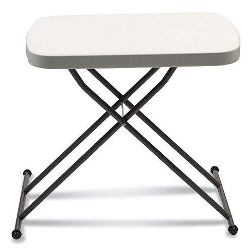 Alera Height-Adjustable Personal Folding Table, Rectangular, 25.6" x 17.7" x 19" to 28", White Top, Dark Gray Legs (ALE65604N)