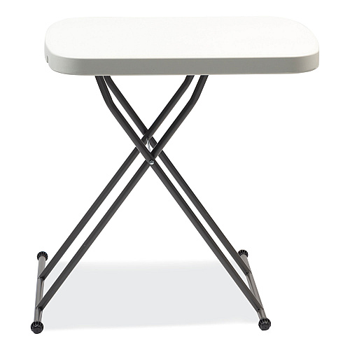 Alera Height-Adjustable Personal Folding Table, Rectangular, 25.6" x 17.7" x 19" to 28", White Top, Dark Gray Legs (ALE65604N)