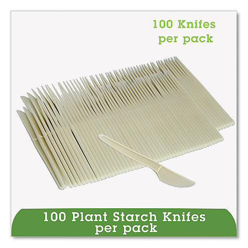 WNA EcoSense Renewable Plant Starch Cutlery, Knife, 7", 50/Pack (EPS001PK)