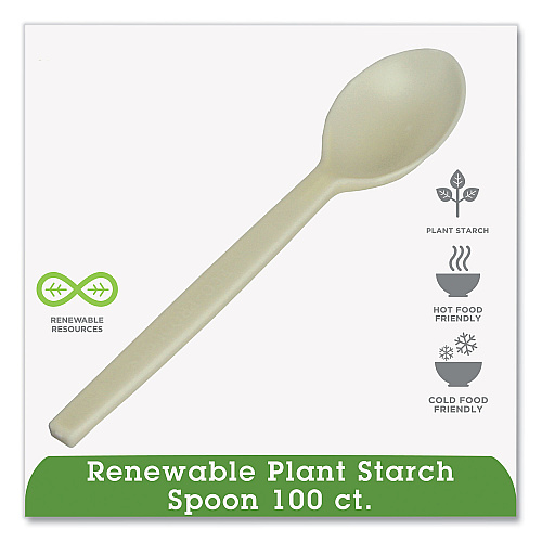 WNA EcoSense Renewable Plant Starch Cutlery, Spoon, 7", 50/Pack (EPS003PK)