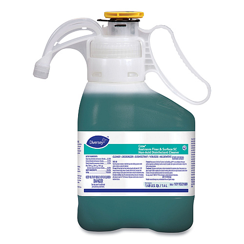 Diversey Crew Restroom Floor and Surface SC Non-Acid Disinfectant Cleaner, Fresh Scent, 1.4 L SmartDose, 2/Carton (101105993)