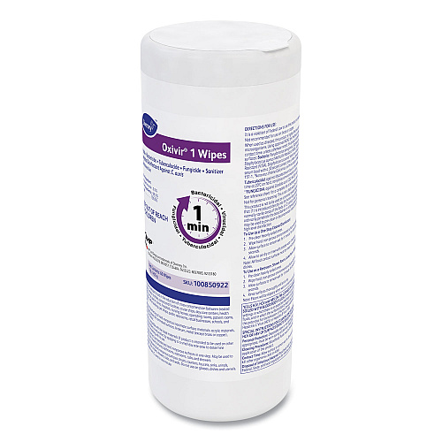 Diversey Oxivir 1 Wipes, 1-Ply, 7 x 8, 60/Canister, 12 Canisters/Carton (100850922)