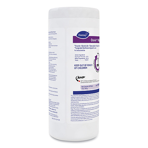 Diversey Oxivir 1 Wipes, 1-Ply, 7 x 8, 60/Canister, 12 Canisters/Carton (100850922)