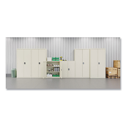 Alera Economy Assembled Storage Cabinets, 3 Shelves, 36" x 18" x 42", Putty (ALEHCM4218PY)